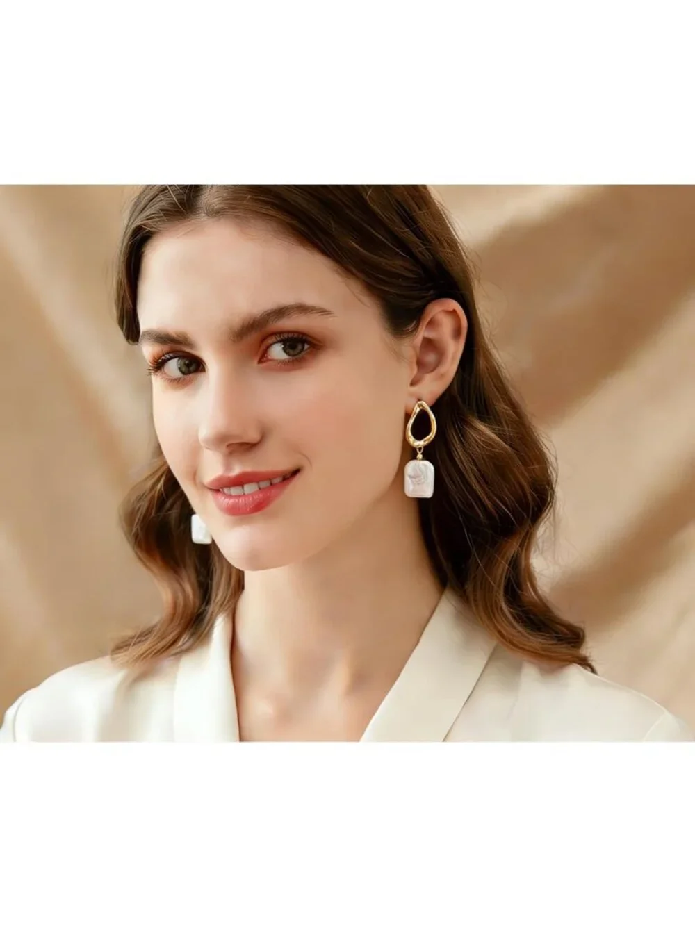 Elegant Baroque Pearl Drop Earrings - 14K Gold Plated, Lightweight, Perfect for